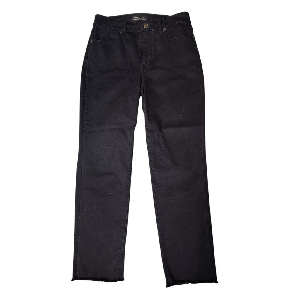 Talbots Slim Straight Flawless Five-Pocket Black Jeans Stretch Mid-Rise Size 4p